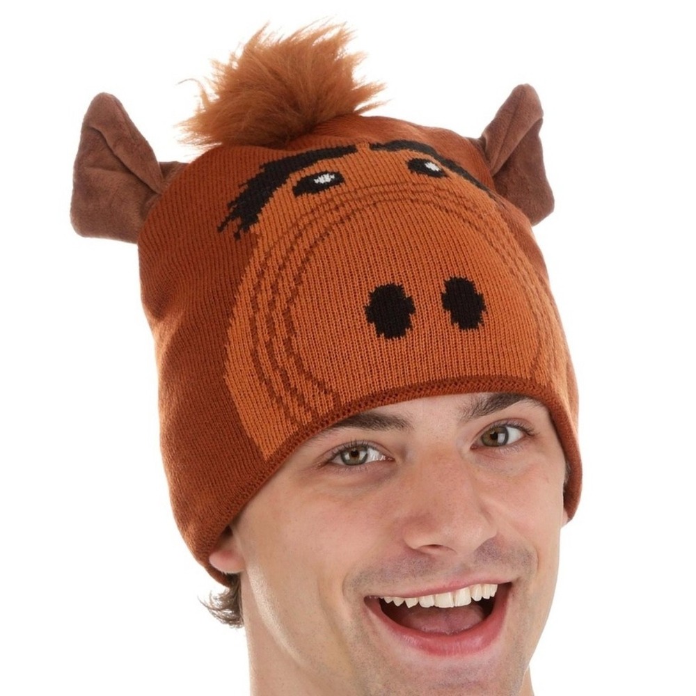 Alf Pom Winter Hat boar print animal funky funny fun joke random‎ pig hair ears